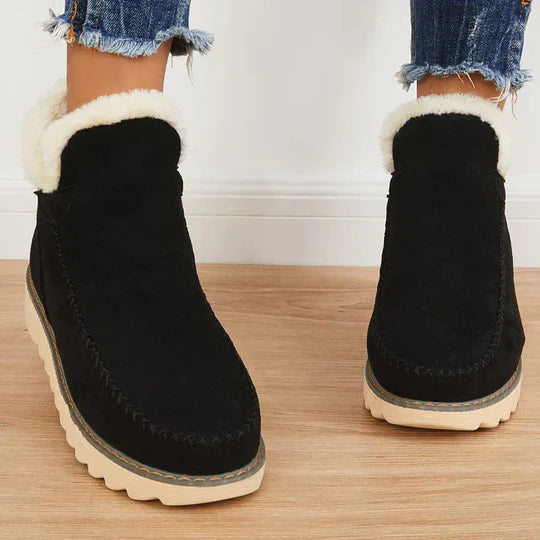 Paisley Støvler til kvinder – varme slip-on støvler med imiteret pelsfor og holdbar sål
