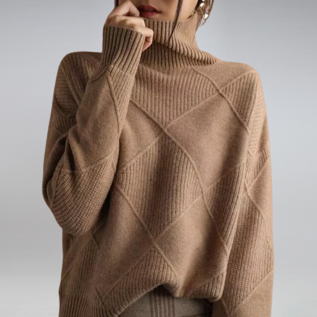 Suéter Luciana para mujer: elegante jersey de cuello alto en suave y chic cachemir atemporal.