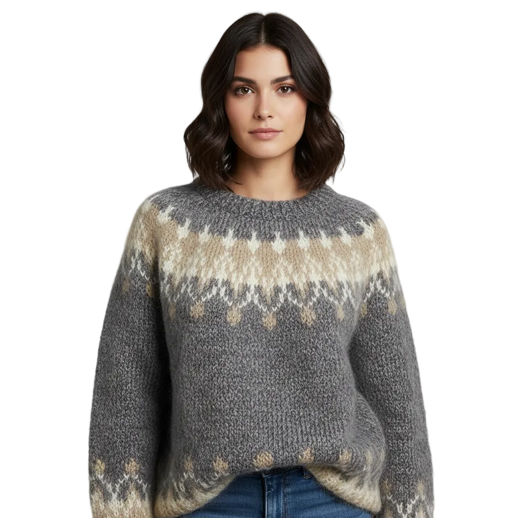 Bella Suéter Oversize Mujer – Suéter de Punto Fair Isle Cómodo para un Estilo Invernal