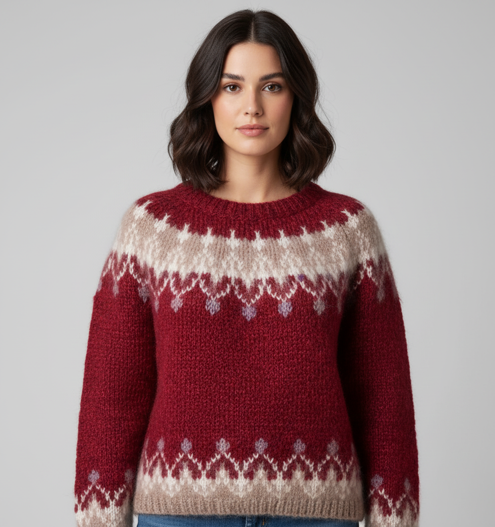 Bella Suéter Oversize Mujer – Suéter de Punto Fair Isle Cómodo para un Estilo Invernal