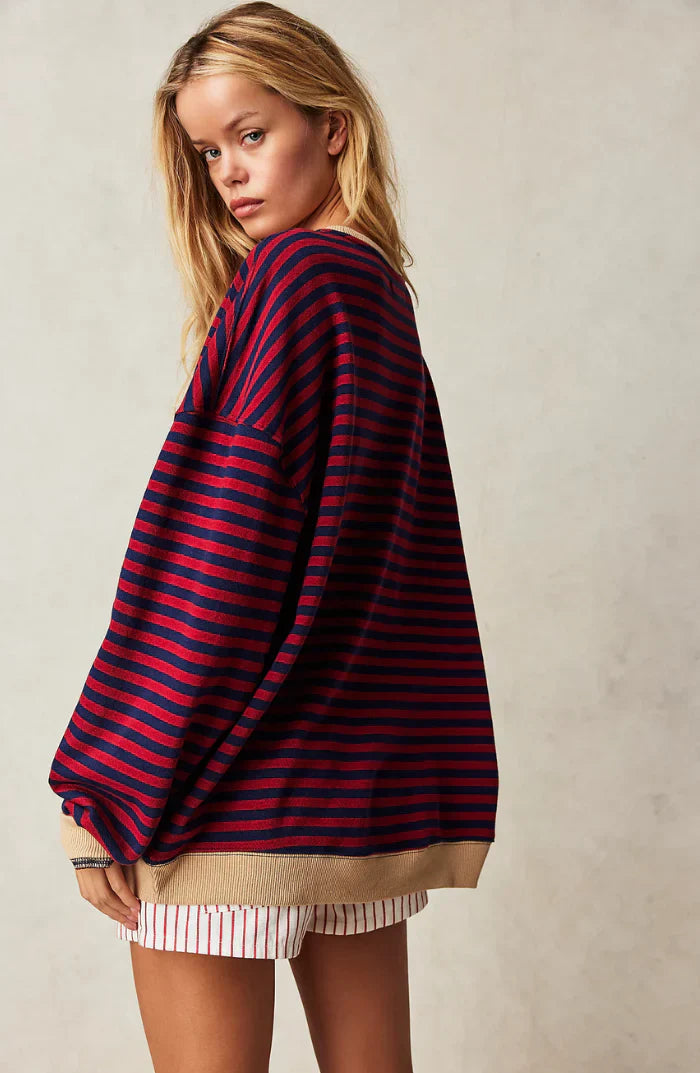 Felpa oversize Mila – Felpa comoda con righe classiche e dettagli a contrasto