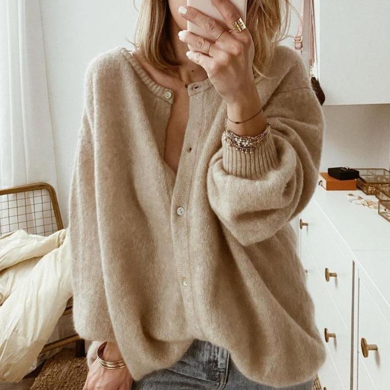 Lindy Cardigan Oversize Femme – Gilet Suave con Botones y Corte Casual Moderno