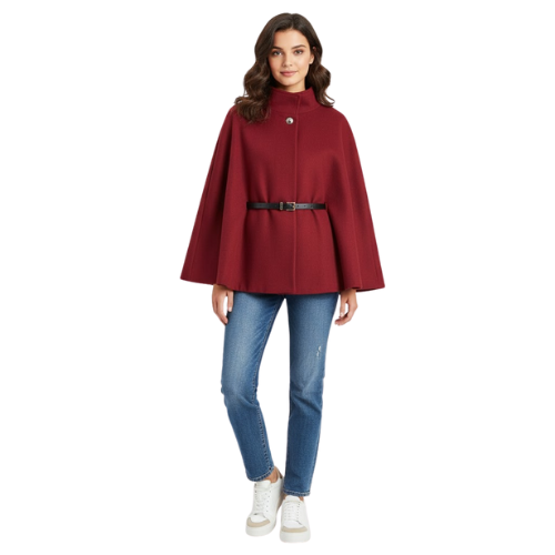 Capa Crisha para Mujer con Mangas de Murciélago – Abrigo Ceñido Elegante y de Invierno