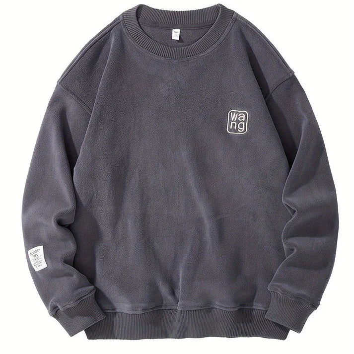 Lässiger Rundhals-Pullover mit gestickten Buchstaben für Herren
