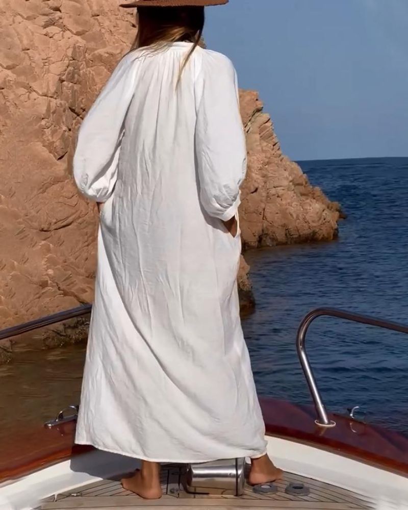 Vestido Casual Feminino Miranda – Tecido de Algodão Macio e Corte Solto para Conforto Elegante