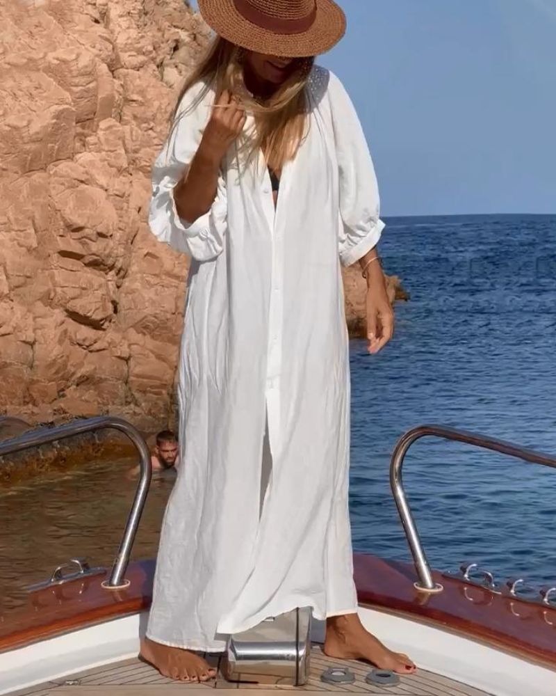 Vestido Casual Feminino Miranda – Tecido de Algodão Macio e Corte Solto para Conforto Elegante