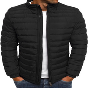 Manual Quilted Jacket for Men – Light Straight Cut with Stand-up Collar & Zipper Closure