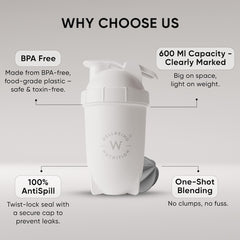 Wellbeing Nutrition Bullet Shaker ( White )