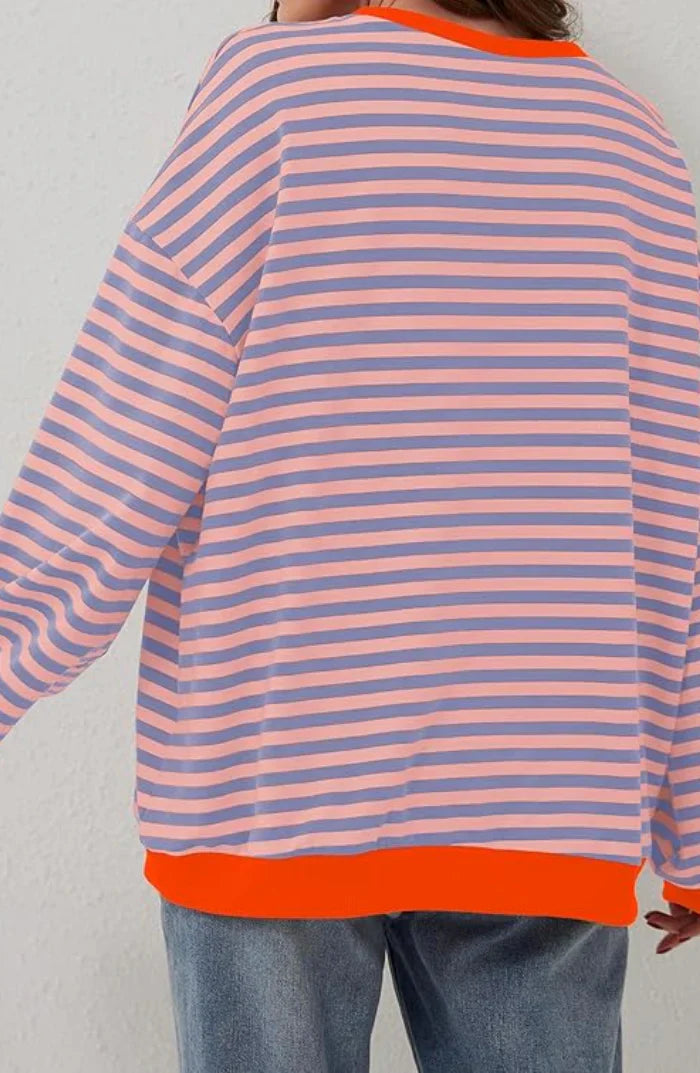 Felpa oversize Mila – Felpa comoda con righe classiche e dettagli a contrasto