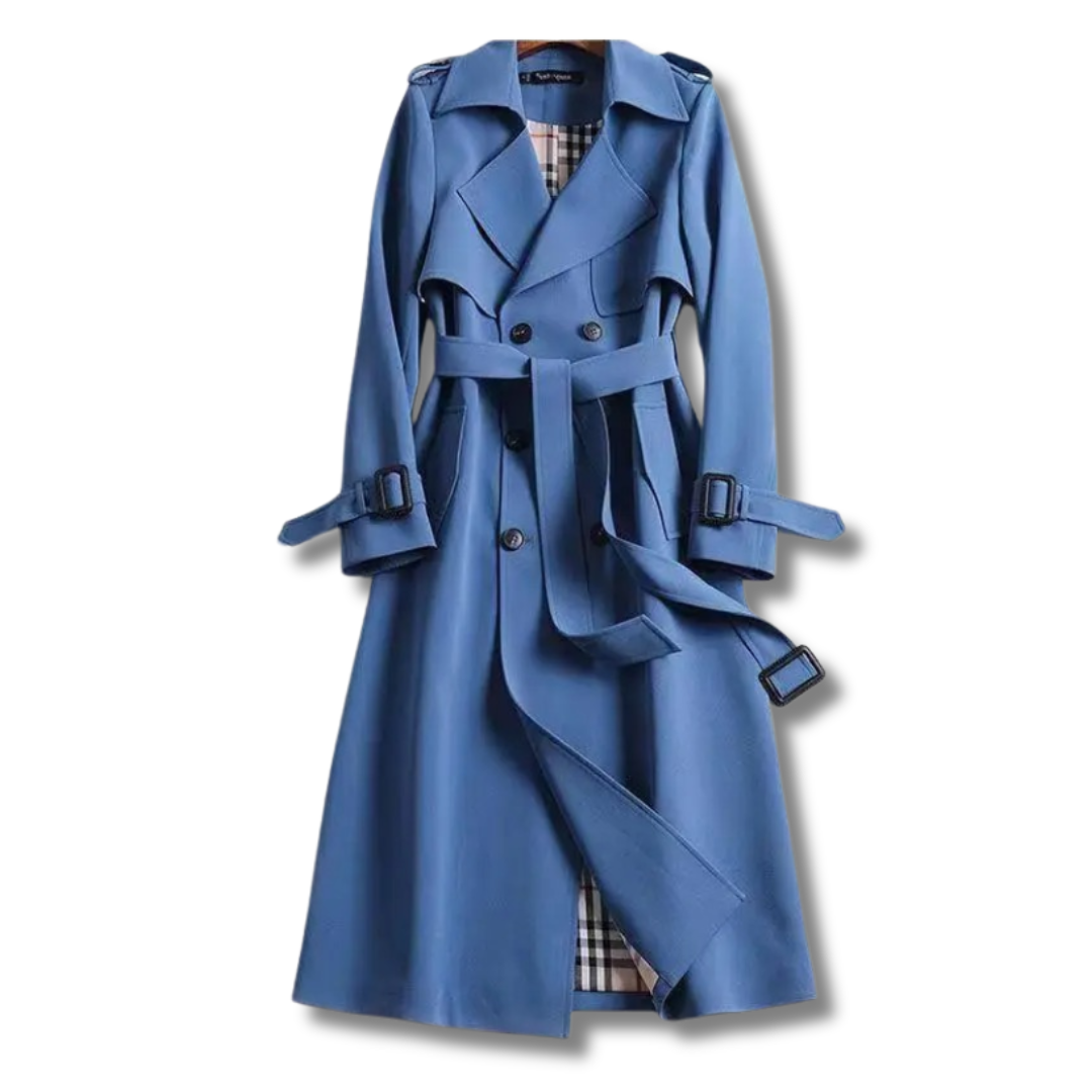 Emilia Trench Femme Elegancki – Długi Płaszcz Szykowny i Wielofunkcyjny na Wszystkie Pory Roku