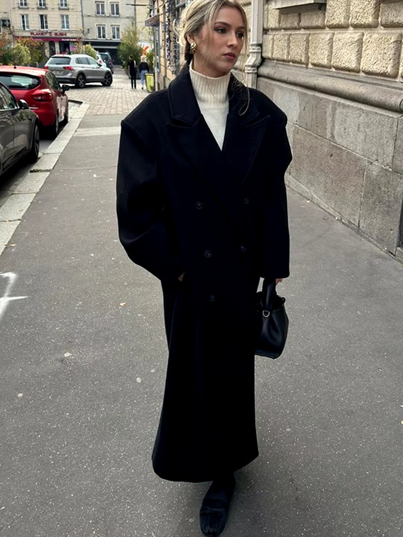 Claudia Manteau Oversize Donna – Giacca Elegante Doppiopetto con Spalle Strutturate