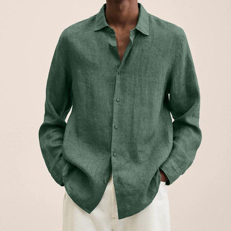 Giovanni Chemise Homme – Lin Respirant, Manches Longues, Design Classique & Élégant