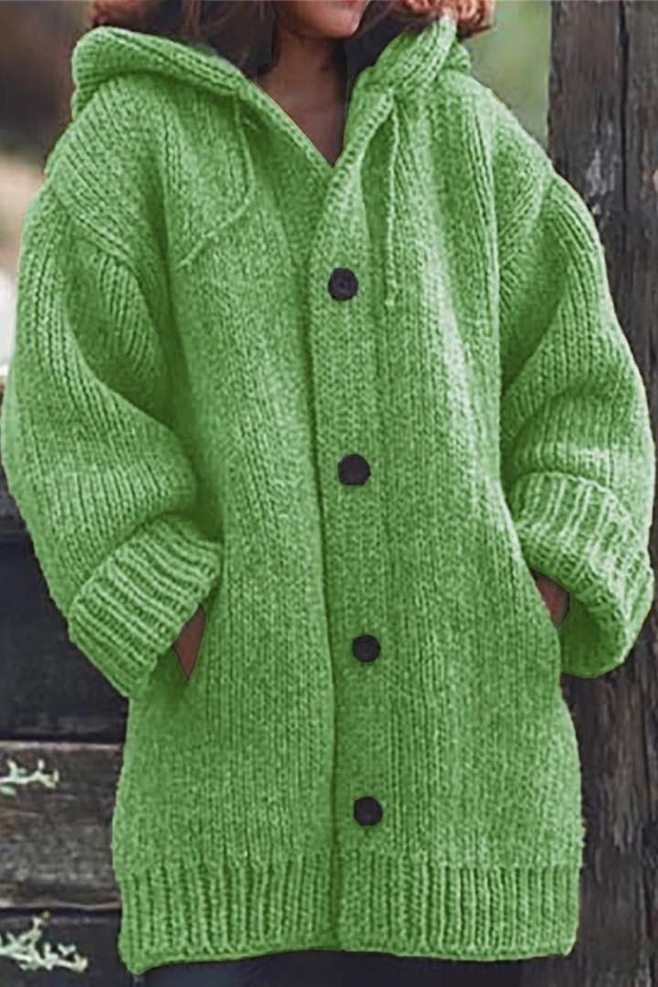 Cardigan lungo da donna Lylia - Maglia morbida con cappuccio e stile elegante e confortevole