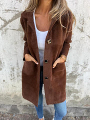 Philippa Damen Langer Mantel – Eleganter Gerader Schnitt & Weicher Bequemer Stoff