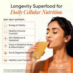 woman drinking sea buckthorn juice for gut