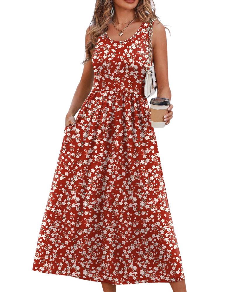 Jensy Rochie Midi Damă – Rochie A-Line Fluidă cu Buzunare, Talie Empire & Croială Elegantă pentru Vară