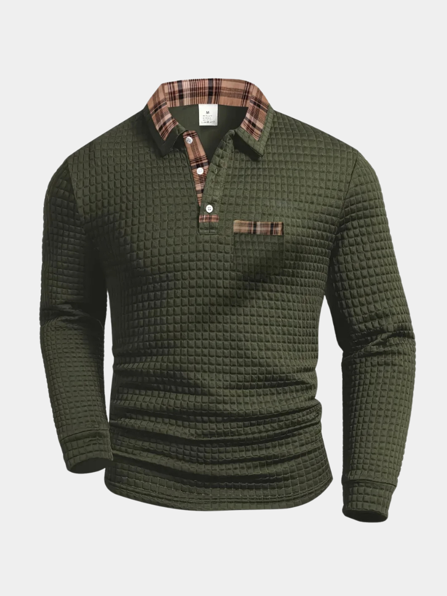 Jack Polo Hombre Dumont Lyon – Motivo a Cuadros Elegante, Mangas Largas y Estilo Refinado