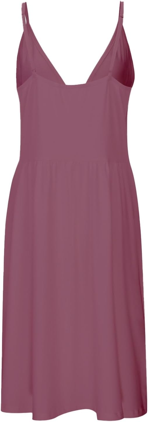 Chloe kjole til kvinder – Satin mini kjole med V-hals, tynde stropper, elegante lommer til aftenbrug