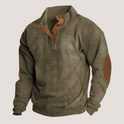 Maglione da uomo Tristan – Felpa casual in tessuto morbido con toppe in pelle scamosciata sui gomiti e collo alto