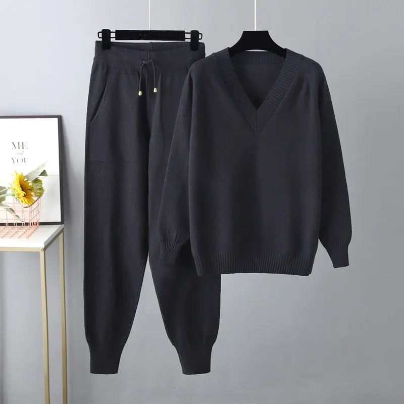 Margot Ensemble Femme – Pull & Pantalon en Maille Premium, Style Chic & Confort Élégant