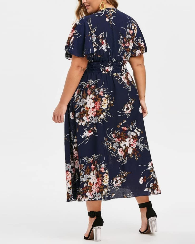 Sukienka damska Claire w stylu boho – odkryte ramiona, falbany, luźny krój midi na lato