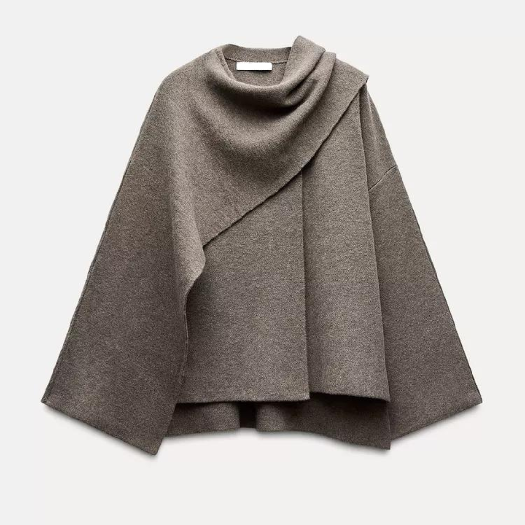 Emma Women's Poncho – Asymmetric Wool, Elegant & Ideal for Winter Warmth