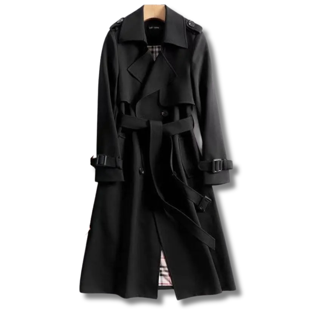 Emilia Trench Femme Elegancki – Długi Płaszcz Szykowny i Wielofunkcyjny na Wszystkie Pory Roku