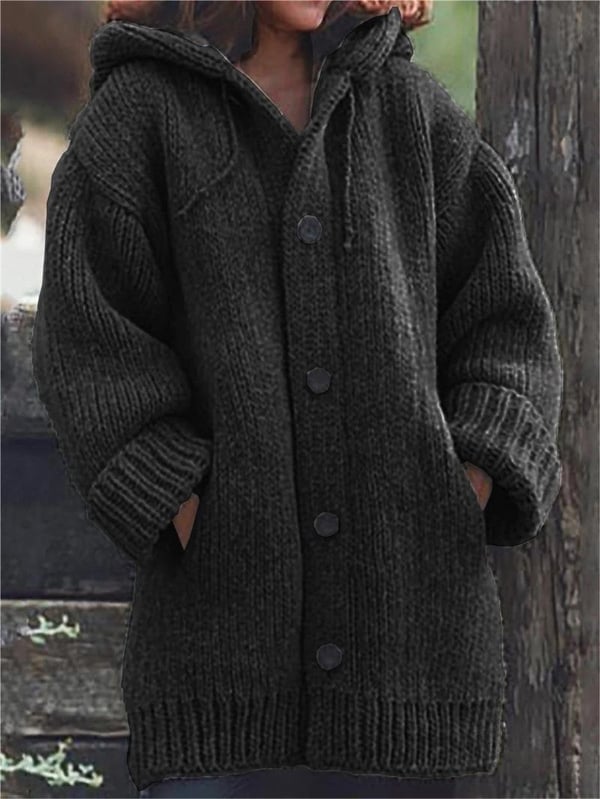 Cardigan lungo da donna Lylia - Maglia morbida con cappuccio e stile elegante e confortevole