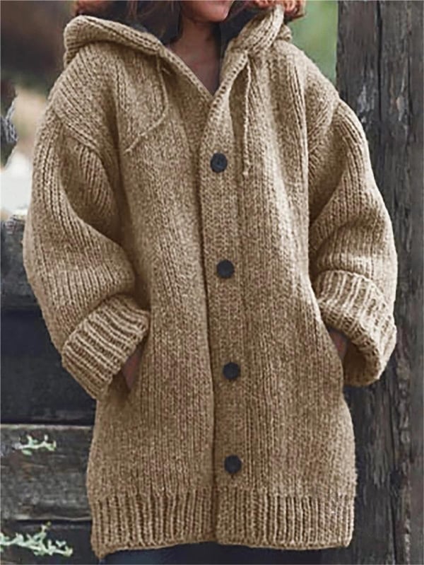 Cardigan lungo da donna Lylia - Maglia morbida con cappuccio e stile elegante e confortevole