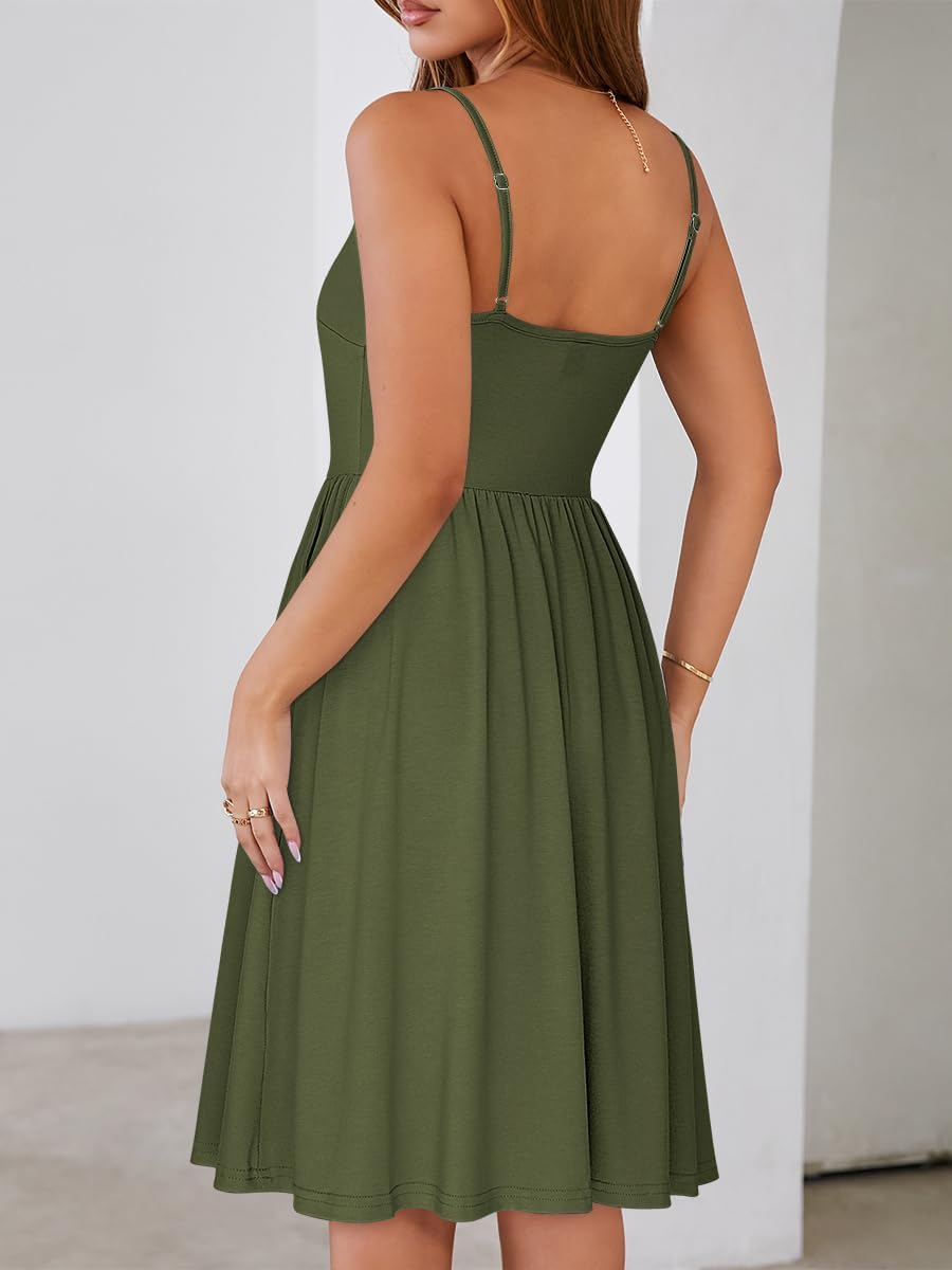 Lina kjole sommer dame – A-formet kjole med justerbare stropper og elegante lommer