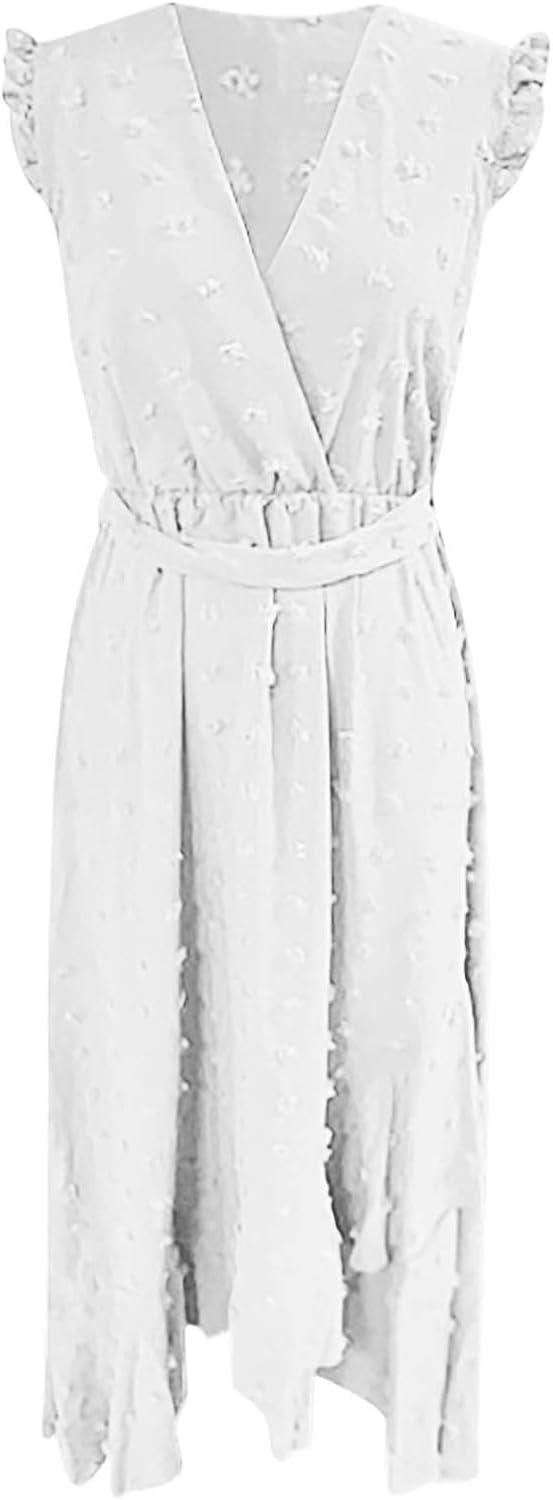 Vestido Luna Bohemio para Mujer – Vestido Largo Fluido con Escote en V y Mangas con Volantes