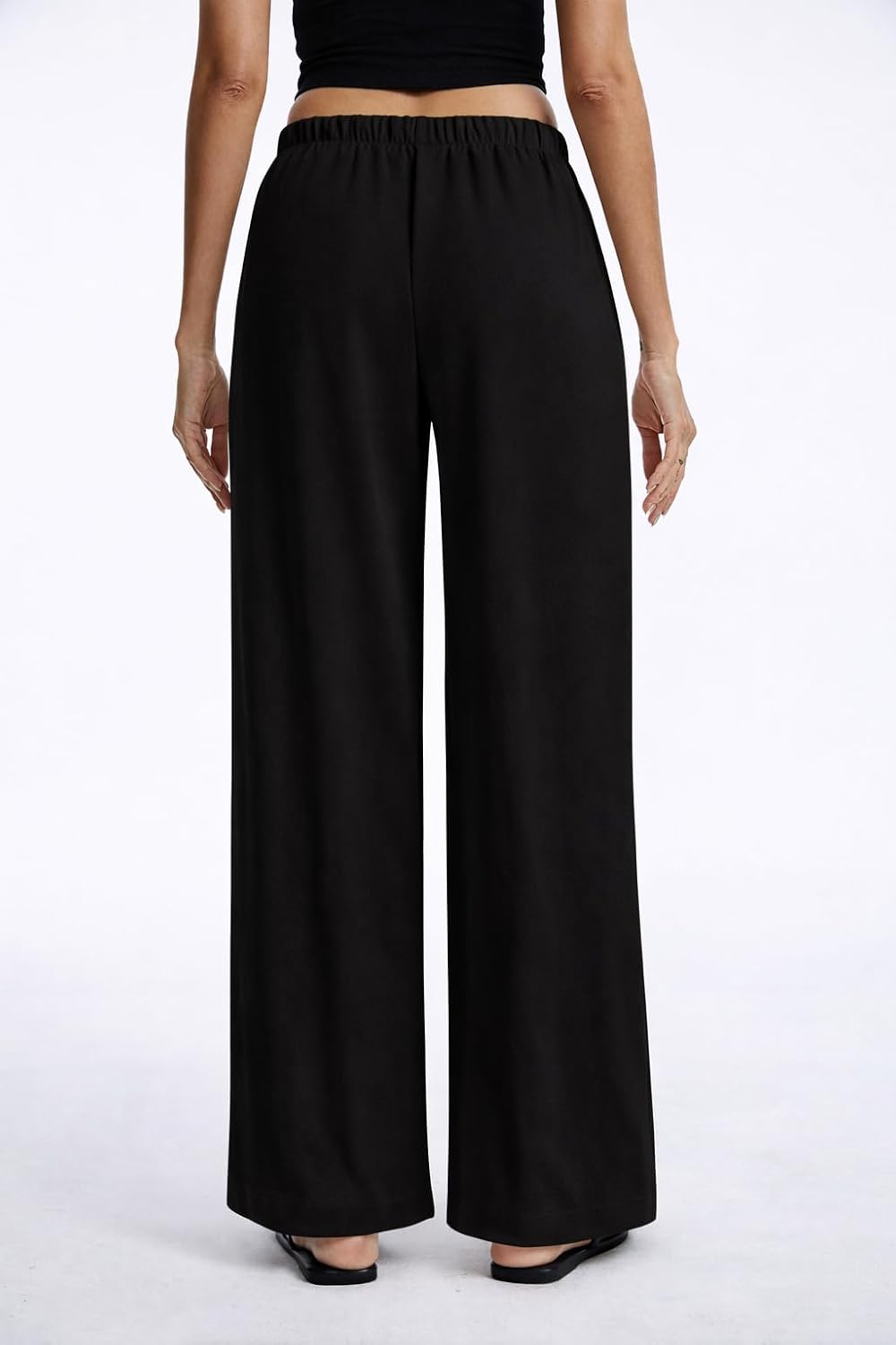 Clyde Pantalon Femme – Pantalon Large Taille Haute Crêpe Sans Plis & Poches