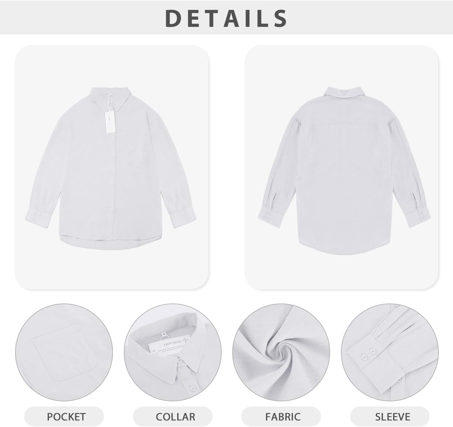 Laura Chemisier Femme Coton – Col V, Manches Longues, Coupe Ample Boutonnée Été