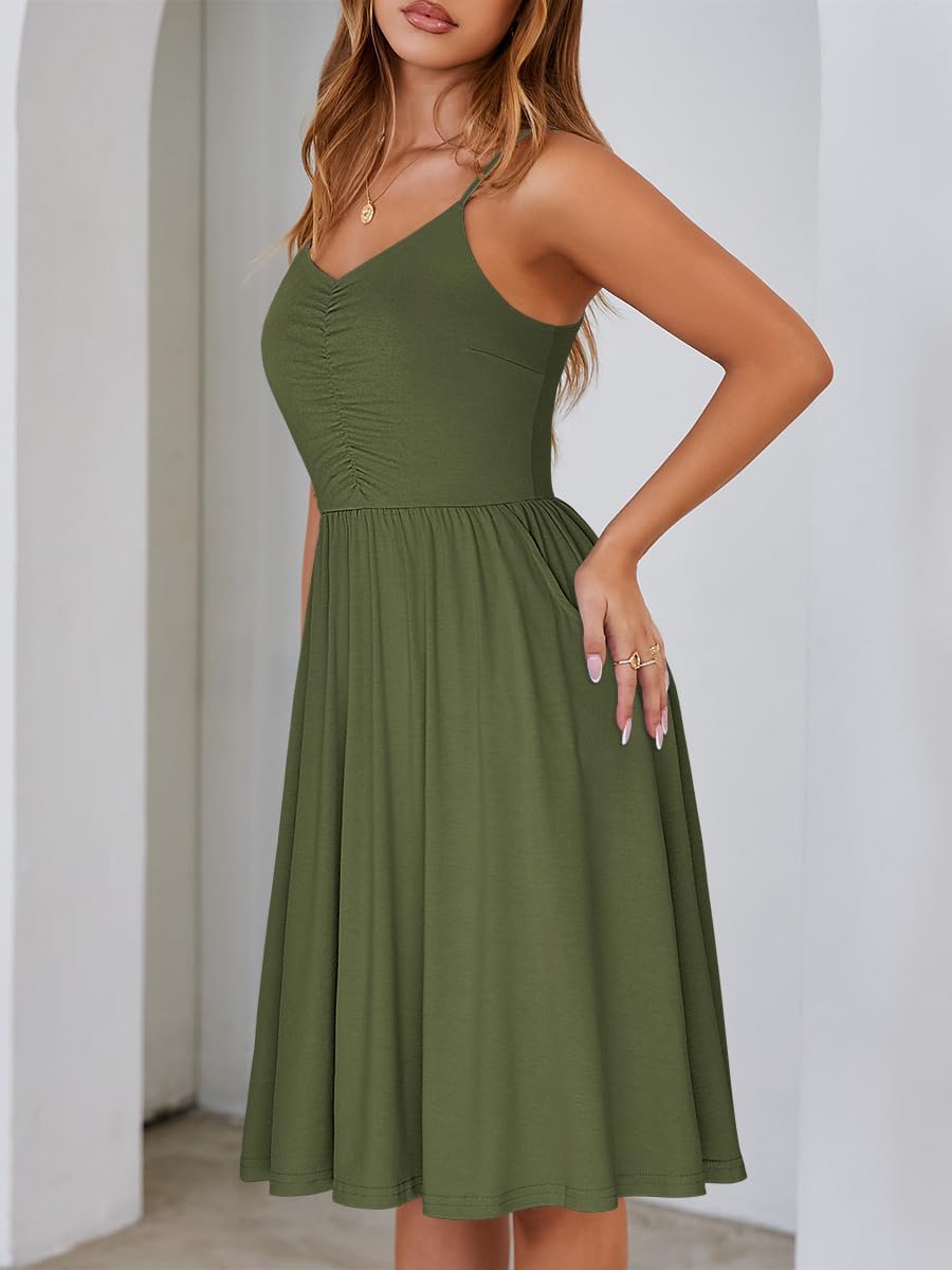 Lina kjole sommer dame – A-formet kjole med justerbare stropper og elegante lommer