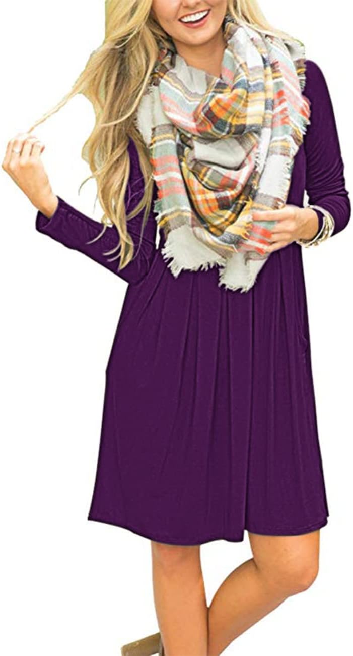 Vestido Sophie para mujer – Vestido de manga larga con talle imperio y bolsillos, casual y chic