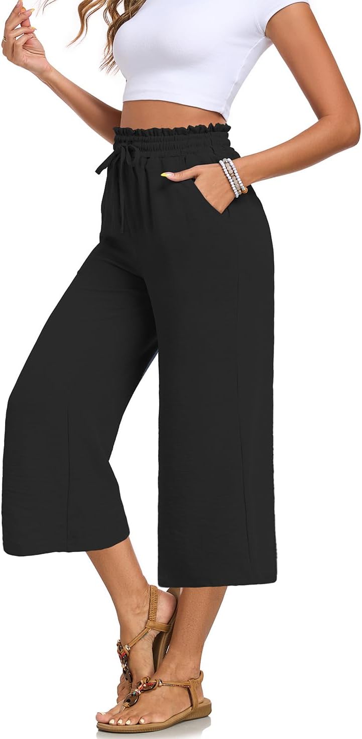 Joanna Damenhose Capri – weiter Schnitt, hohe elastische Taille, leicht, schick im Sommer