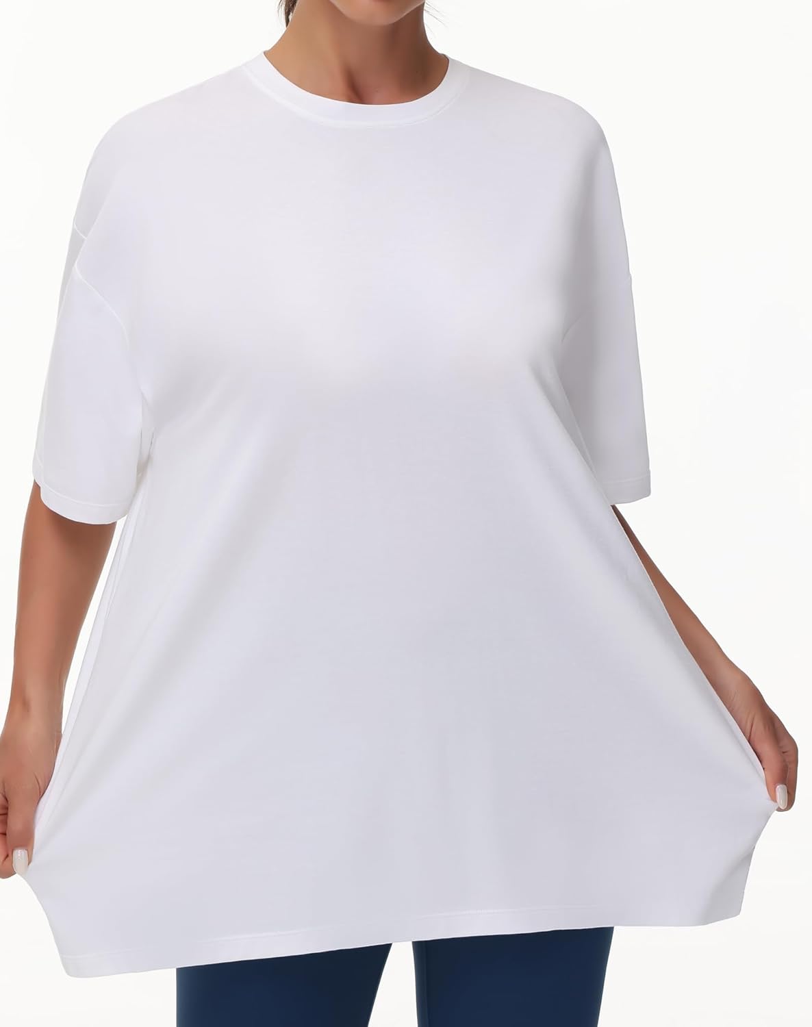 Tricou Beth pentru femei oversize – Guler rotund, mâneci scurte, casual ușor de vară