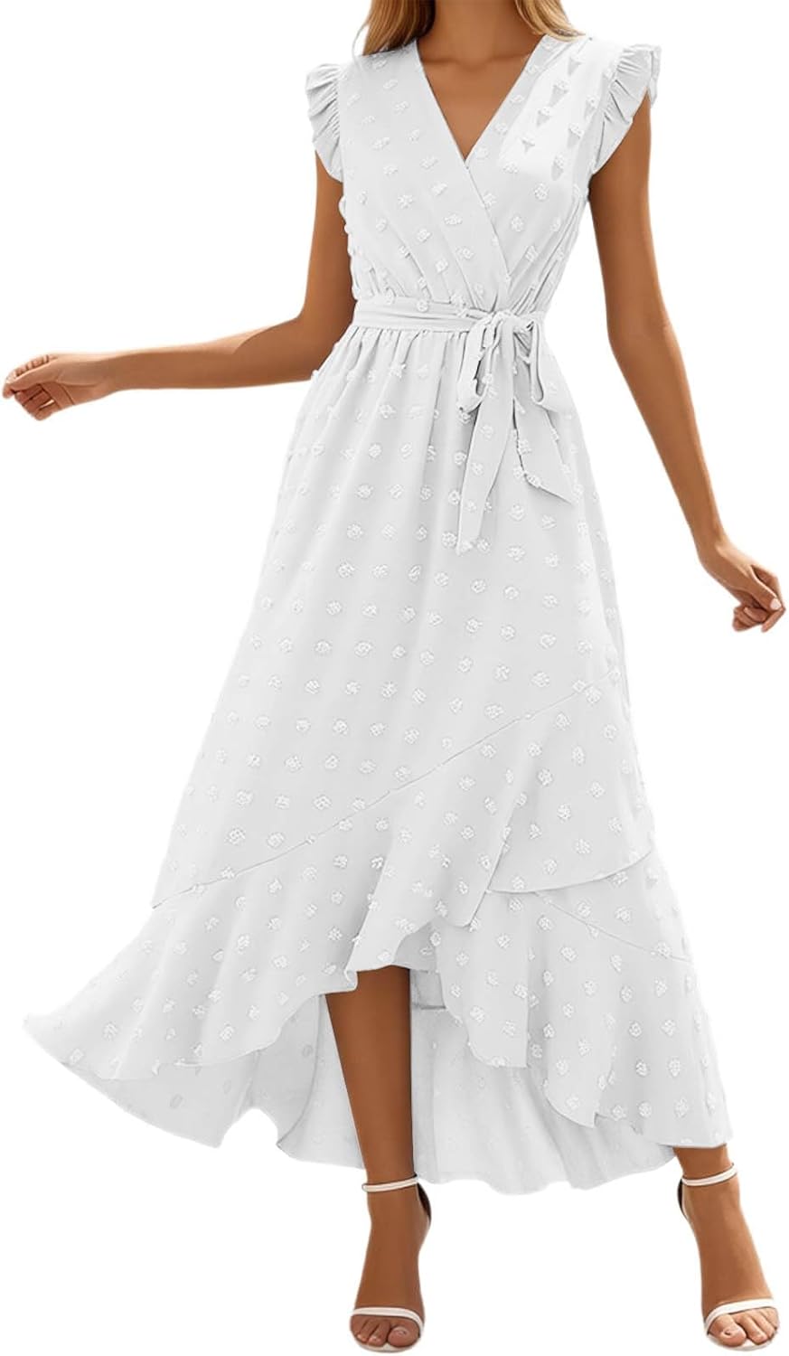 Vestido Luna Bohemio para Mujer – Vestido Largo Fluido con Escote en V y Mangas con Volantes