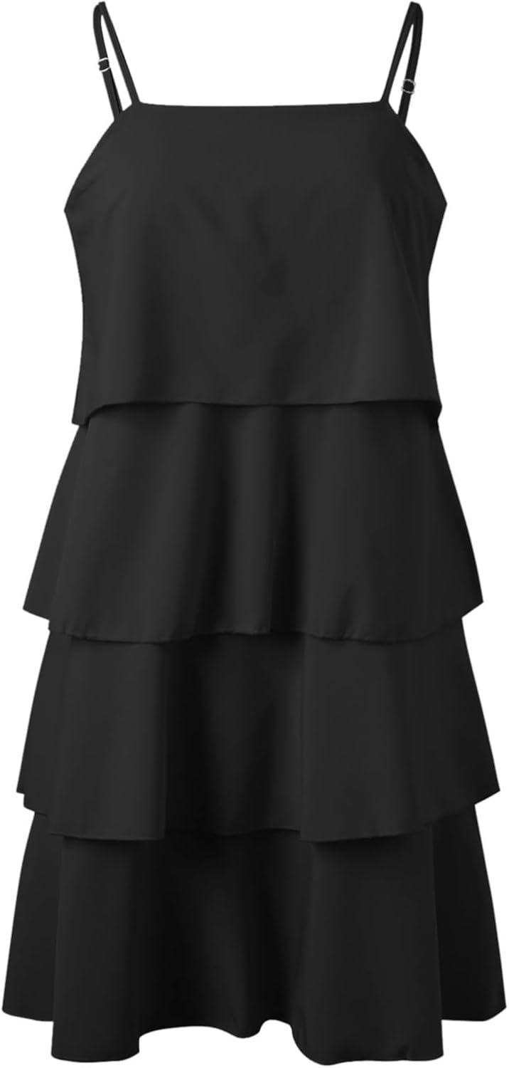 Camille Vestido Mujer – Vestido Maxi con Volantes, Escote en V, Sin Mangas, Chifón Plisado, Verano