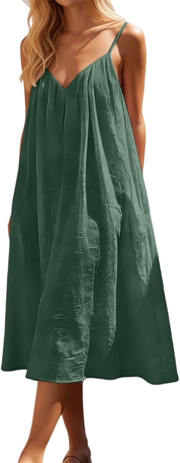 Léna Robe Caraco Femme – Robe Midi Dos Nu à Col V pour l’Été