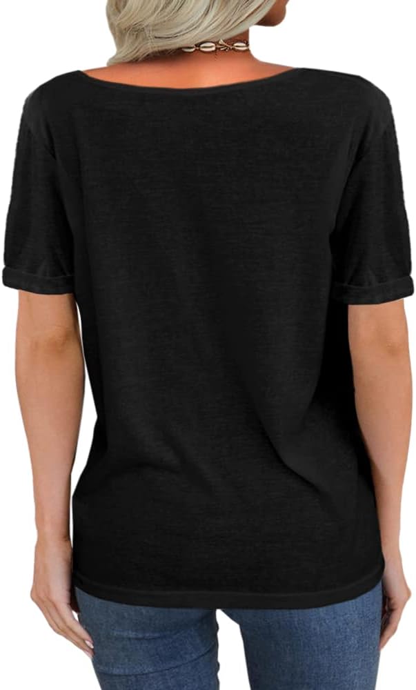 Γυναικείο T-Shirt Blythe Βαθύ V – Κοντά Μανίκια, Χαλαρή Βασική Γραμμή Καλοκαίρι