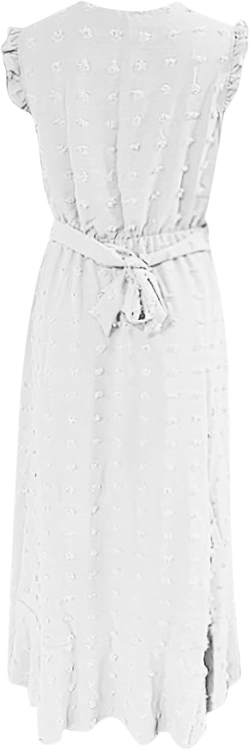 Vestido Luna Bohemio para Mujer – Vestido Largo Fluido con Escote en V y Mangas con Volantes