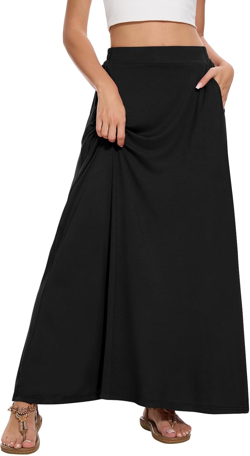 Nina Jupe Maxi Femme – Maxi sukně s vysokým pasem, áčkový střih a kapsy, letní