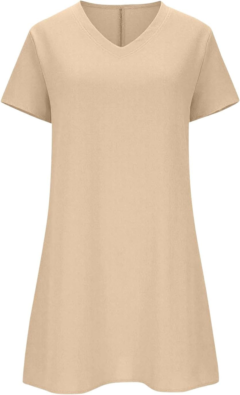 Clara kjole til kvinder – kortærmet, rundhalset, let sommerkjole i t-shirt-stil, mini, løs pasform