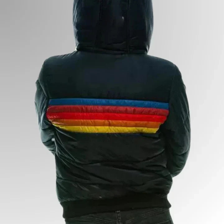 Scarlett Doudoune Femme Rétro – Manteau d’Hiver Multicolore avec Capuche et Fermeture Éclair