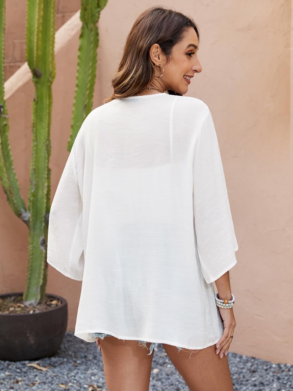 Luna Kimono Mulher Chiffon – Capa Fluida Transparente Elegante Praia Verão
