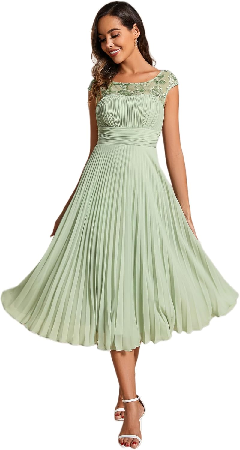 Élise Abito Midi Donna – Abito da Sera in Pizzo e Mussola a Linea A Elegante