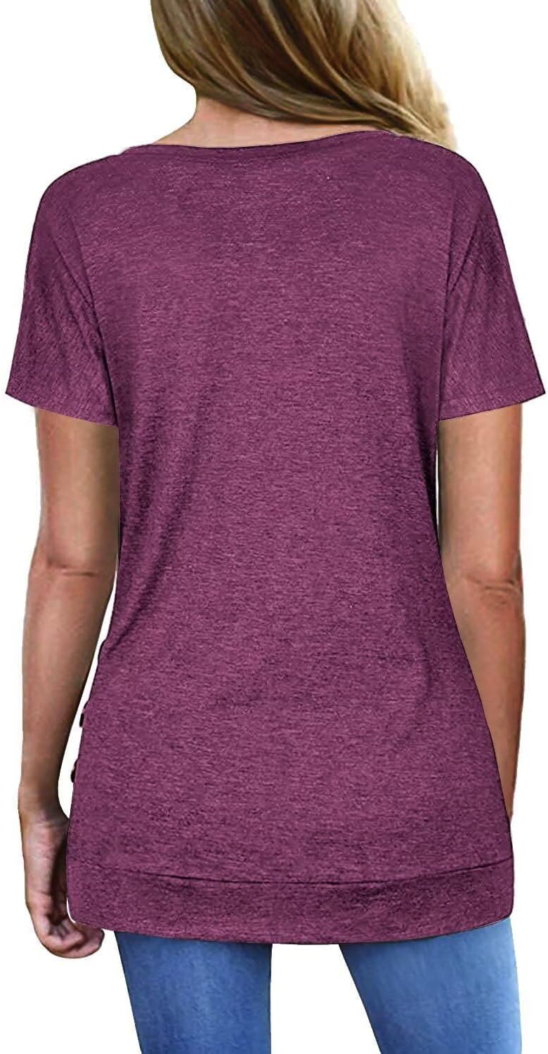 T-shirt oversize donna Noémie – Tunica con scollo a V, bottoni e maniche corte estive