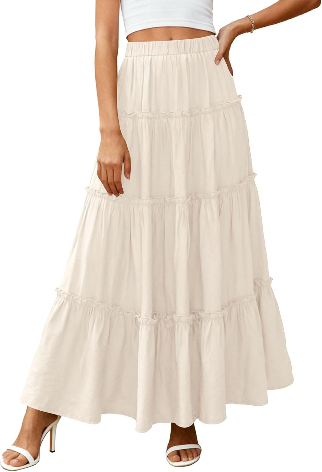 Layza Maxirock Damen – Boho-Rock mit hoher Taille, fließend & Volants Sommer