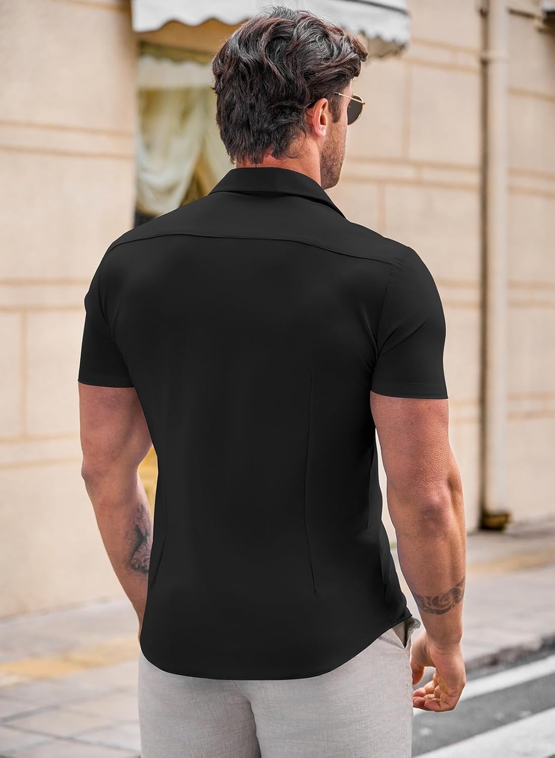 Lukas Camicia Uomo – Camicia Stretch Slim Fit, Senza Pieghe & Maniche Corte